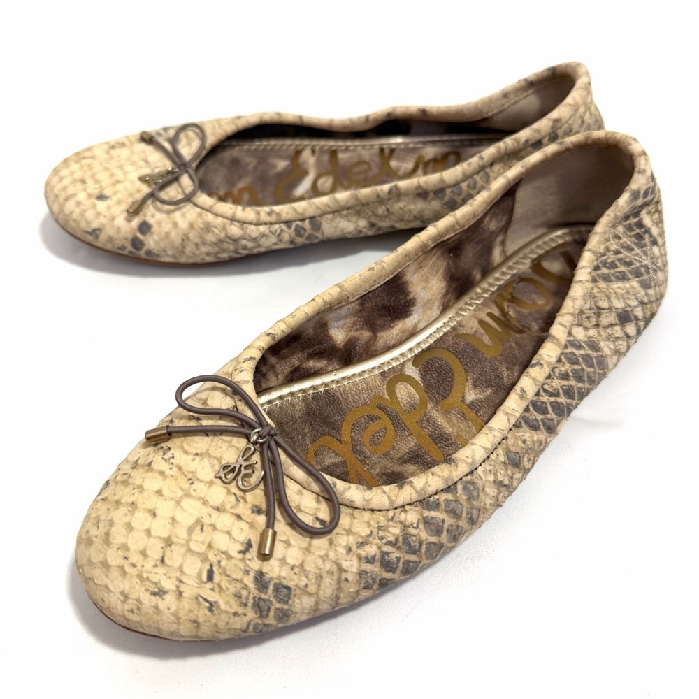 Sam Edelman Beige Snake Print Flats 6